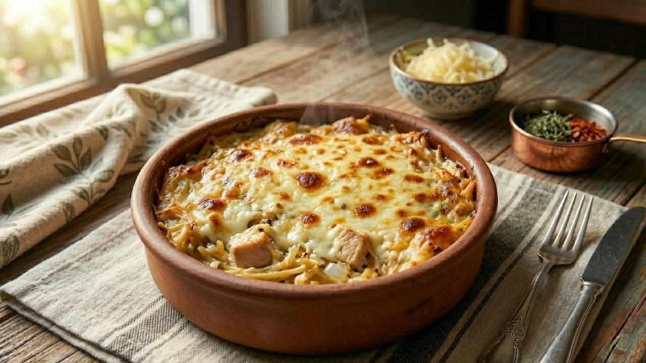 Akşam yemeğine hem doyurucu hem lezzetli ‘Fırında Tavuklu Erişte’ tarifi