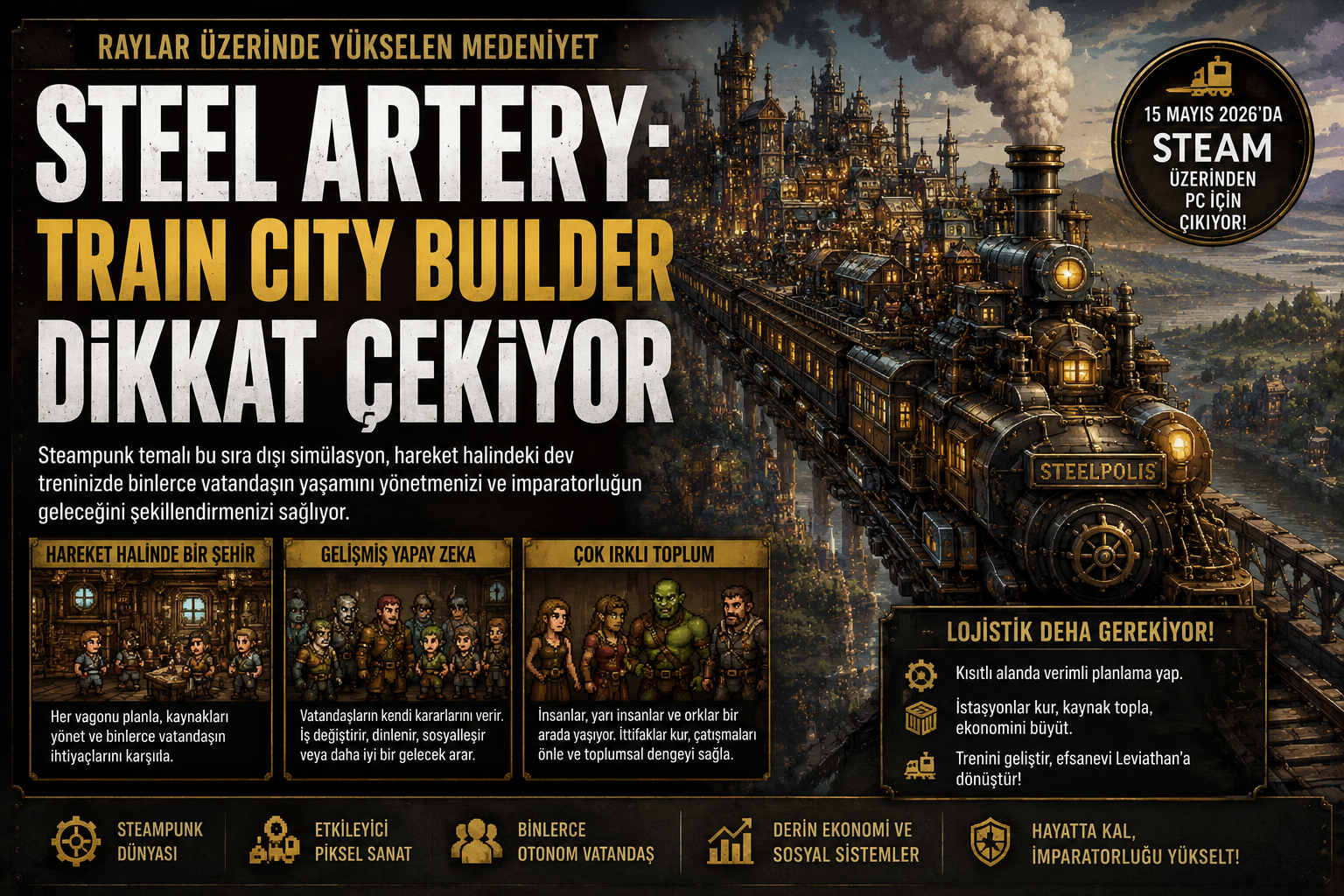 Steel Artery: Train City Builder Dikkat Çekiyor